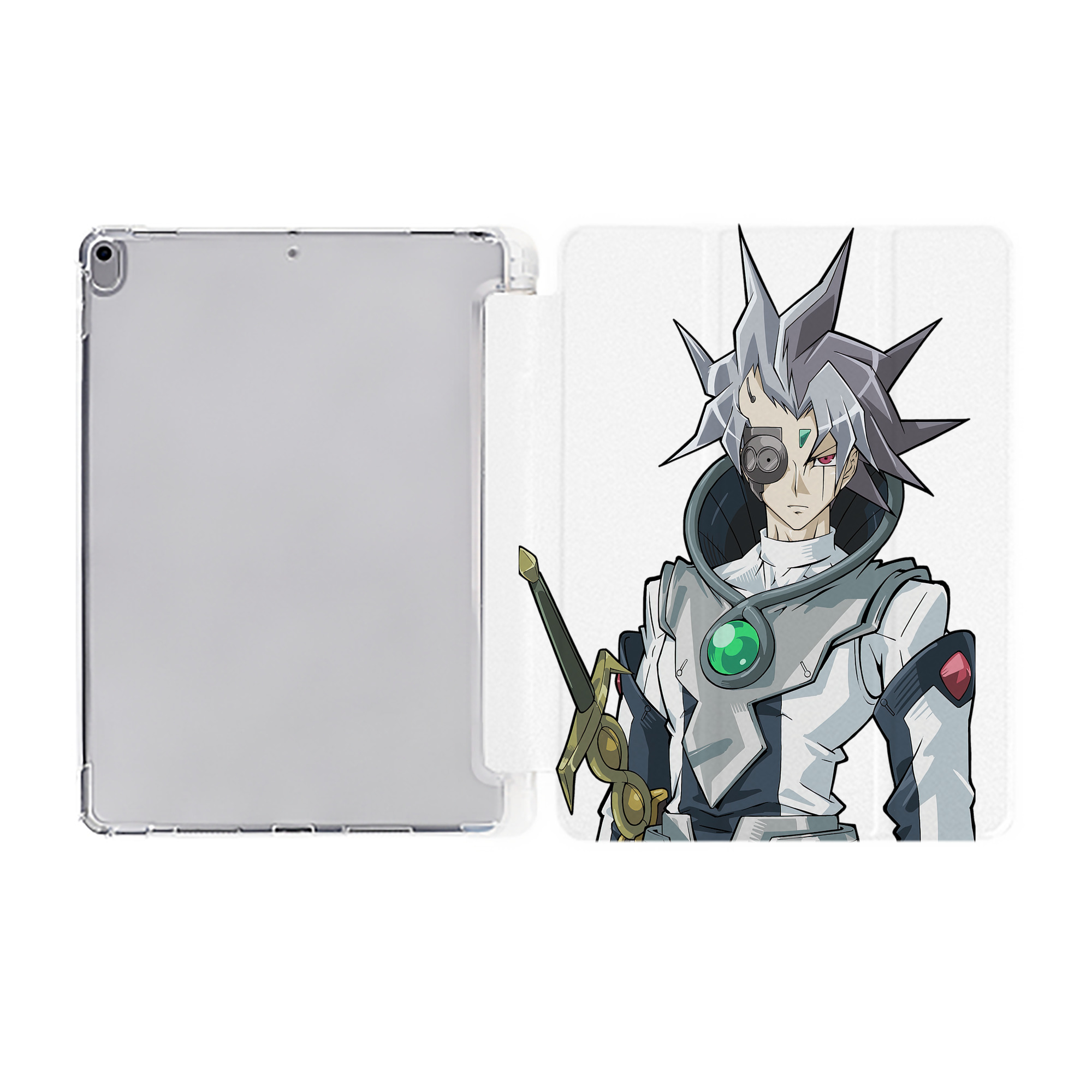 （画像用） 遊☆戯☆王 Yu-Gi-Oh! IPad ケース ペン収納付き 三つ折りスタンド PUレザー×シリコン 対応機種9.5/10.5/10.9インチ
